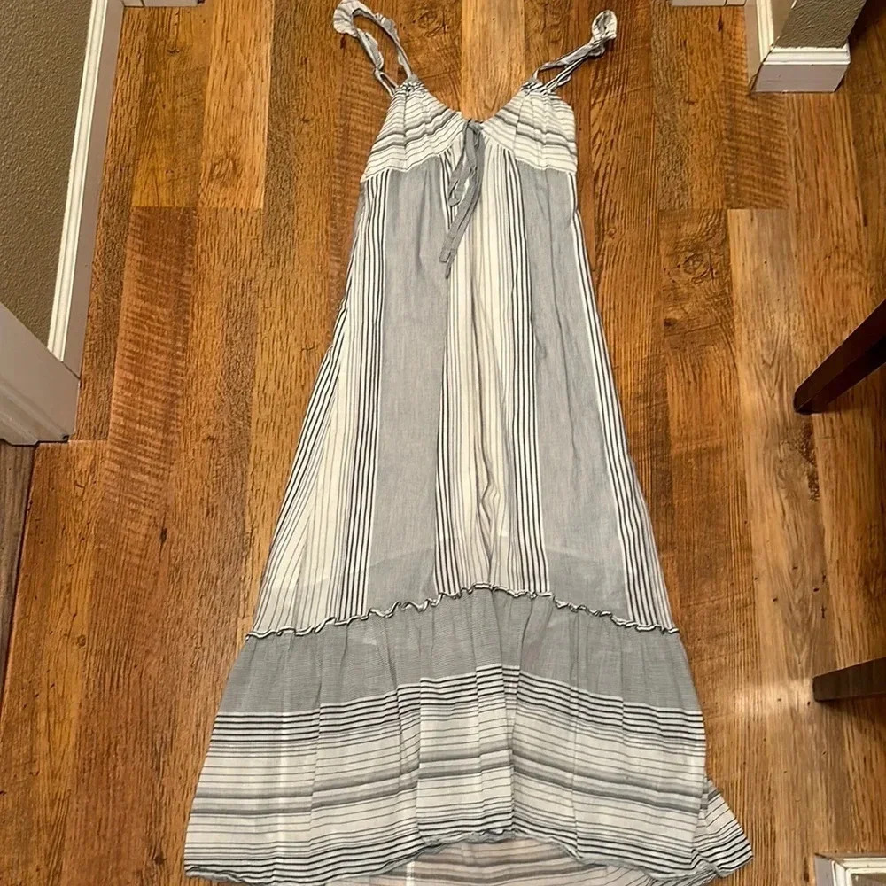 Splendid Mixed Striped Coastal Flowy Drop Waist Midi Dress D5 - Picture 1 of 4